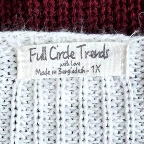 Full Circle Trends Wide Striped V-Neck Sweater Womens 1X Multicolor Pullover - Picture 5 of 6